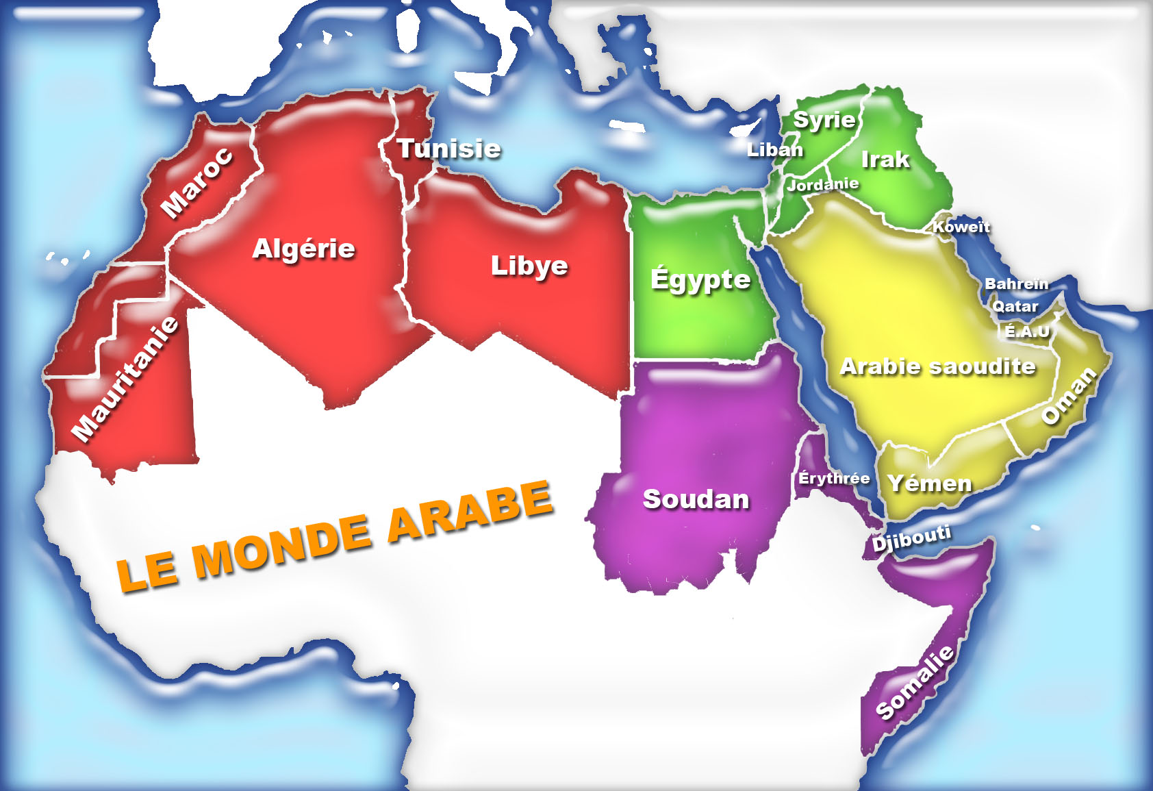 carte du monde arabe en arabe